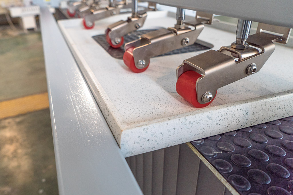 stone Edge Polisher Robot Alignment stoppers | 全自动石材磨边机自动定位系统