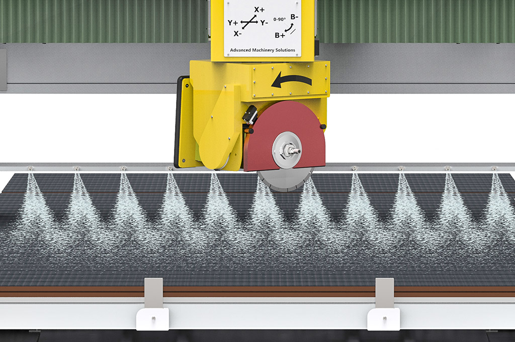 CNC Bridge Saw Slab washing system | CNC五轴数控桥切机大板清洗系统